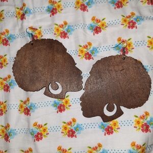 Brown Silhouette Wooden Earrings